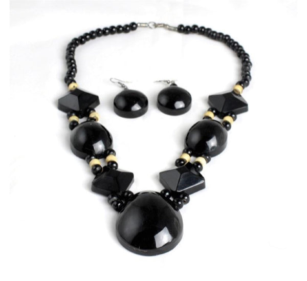 Obsidian Beaded Necklace Set