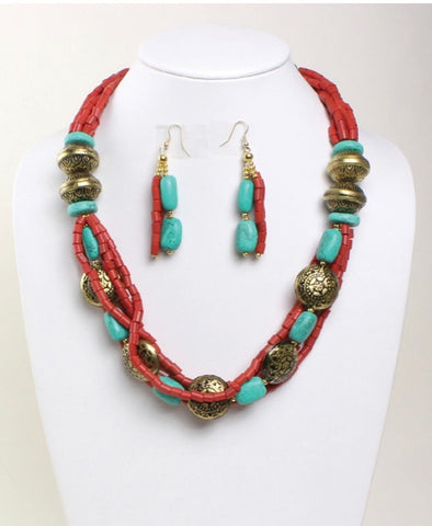 Turquoise and Brass Goddess Set